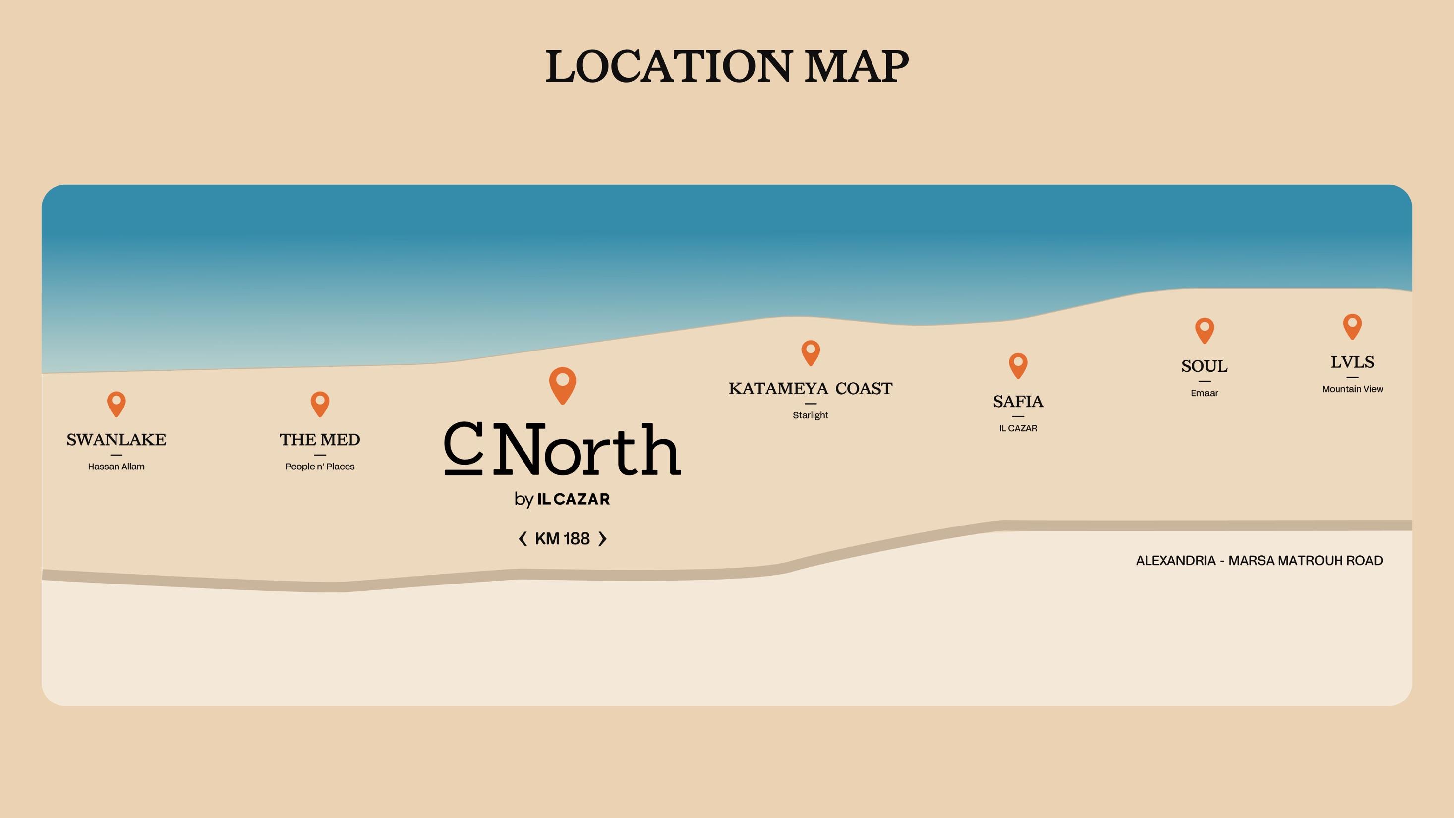 موقع C North رأس الحكمة الساحل الشمالي — C North Location Map